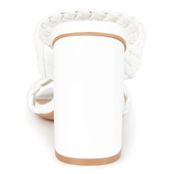 Journee Collection Womens Melissa Woven Sandals White 9W Block Heel MSRP $59 - Picture 4 of 5